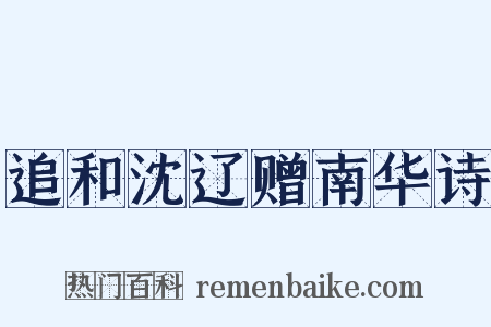 追和沈辽赠南华诗是什么意思的图片